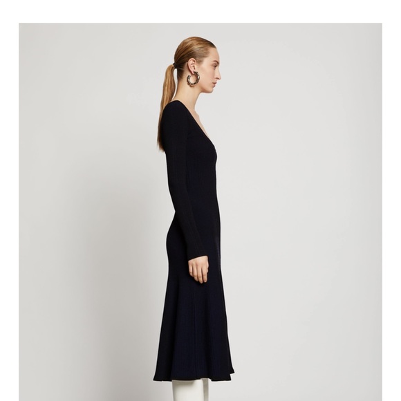 Proenza Schouler matte viscose patchwork dress - large - black/navy - Picture 2 of 8